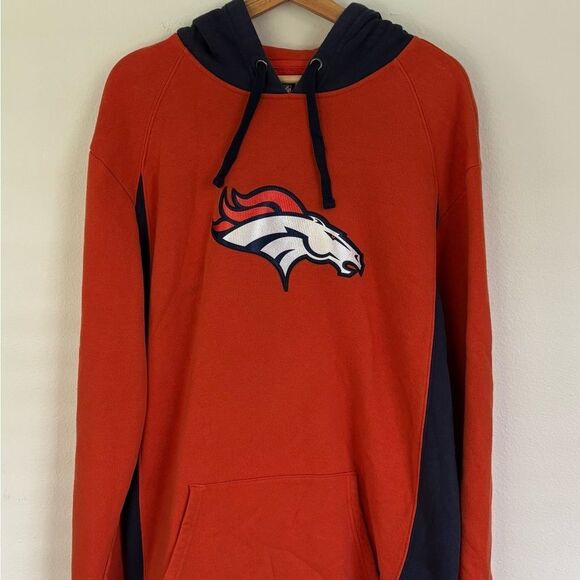 NFL Team Apparel Denver Broncos Sweatshirt Hoodie Drawstring Neck Size 2XL - Picture 1 of 9